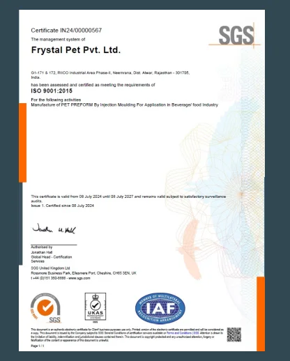 Frystal Pet Pvt Ltd ISO Certified